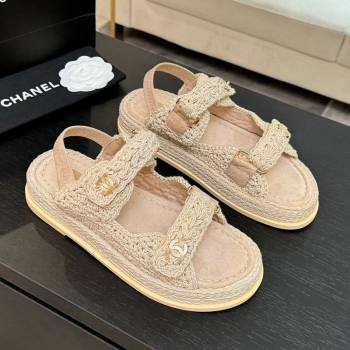 Chanel Crochet Strap Flat Sandals Beige 2025 CH061012 (MD-250610070)