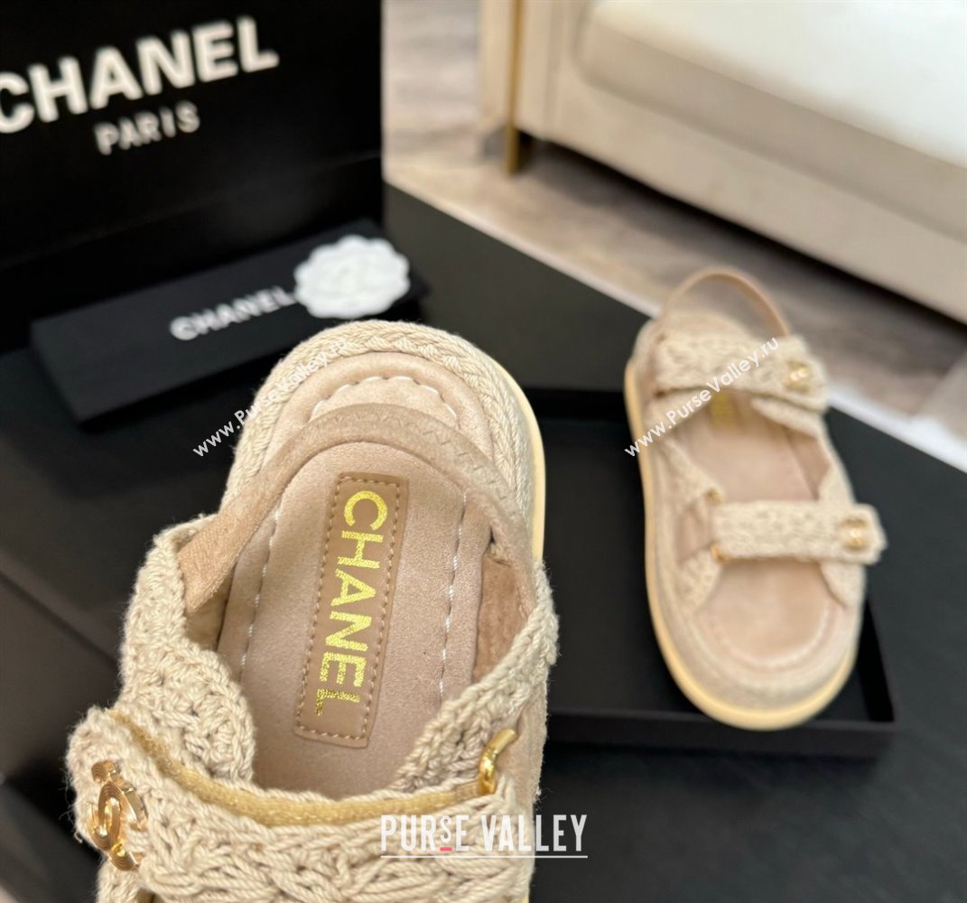 Chanel Crochet Strap Flat Sandals Beige 2025 CH061012 (MD-250610070)