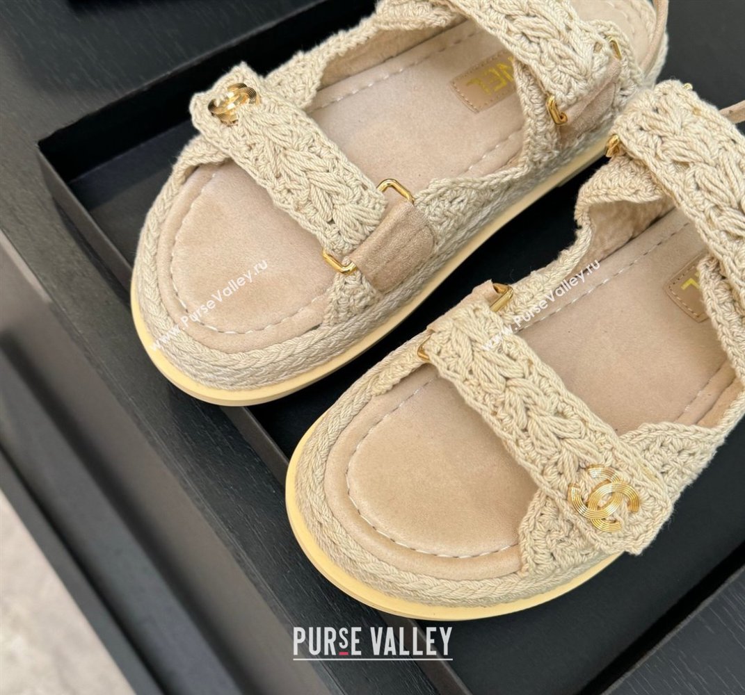 Chanel Crochet Strap Flat Sandals Beige 2025 CH061012 (MD-250610070)