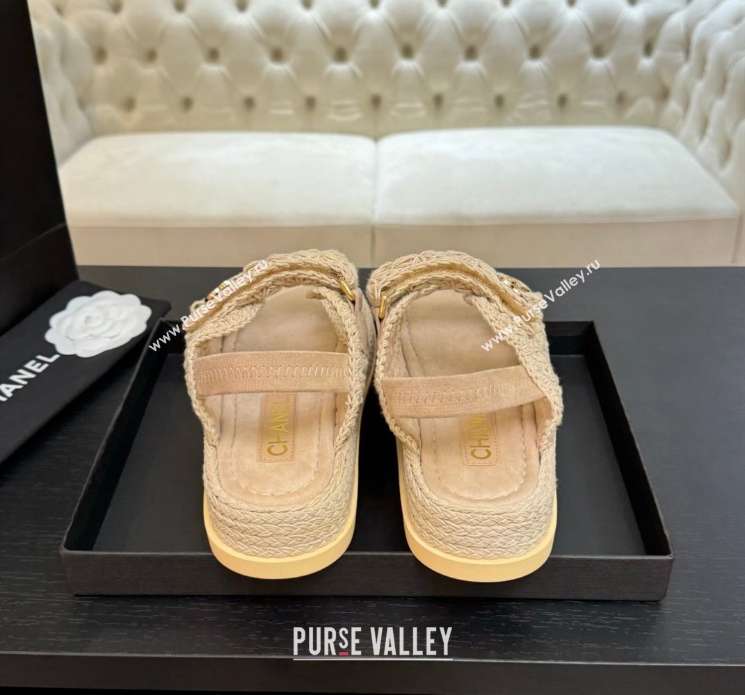 Chanel Crochet Strap Flat Sandals Beige 2025 CH061012 (MD-250610070)