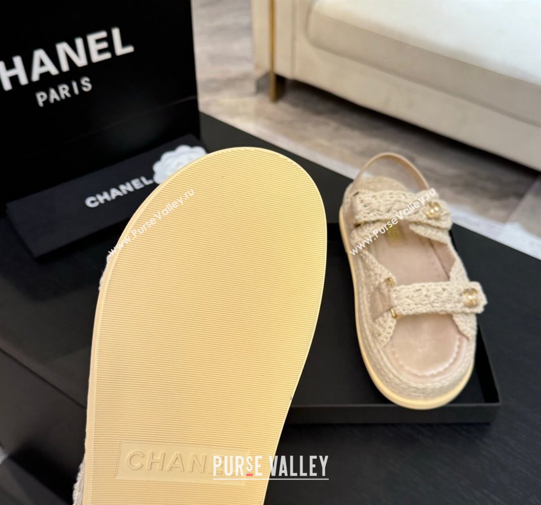 Chanel Crochet Strap Flat Sandals Beige 2025 CH061012 (MD-250610070)