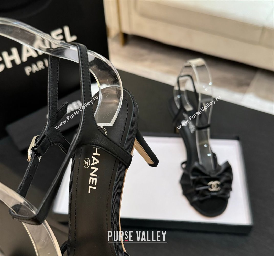 Chanel Lambskin Heel Sandals with Double Bow Black 2025 CH061019 (MD-250610109)