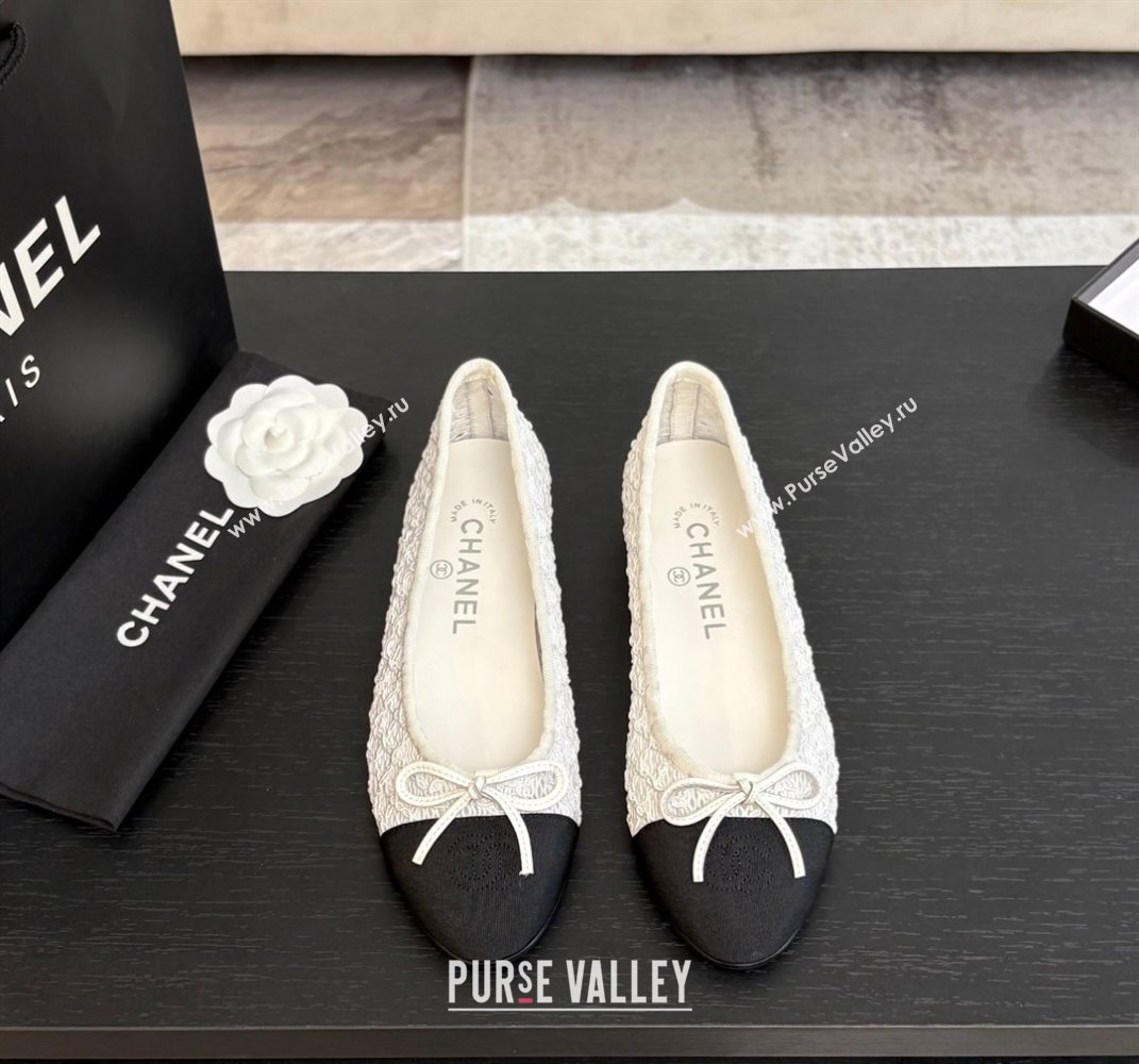 Chanel Embroidery Grosgrain Ballet Flats White 2025 CH061021 (MD-250610121)