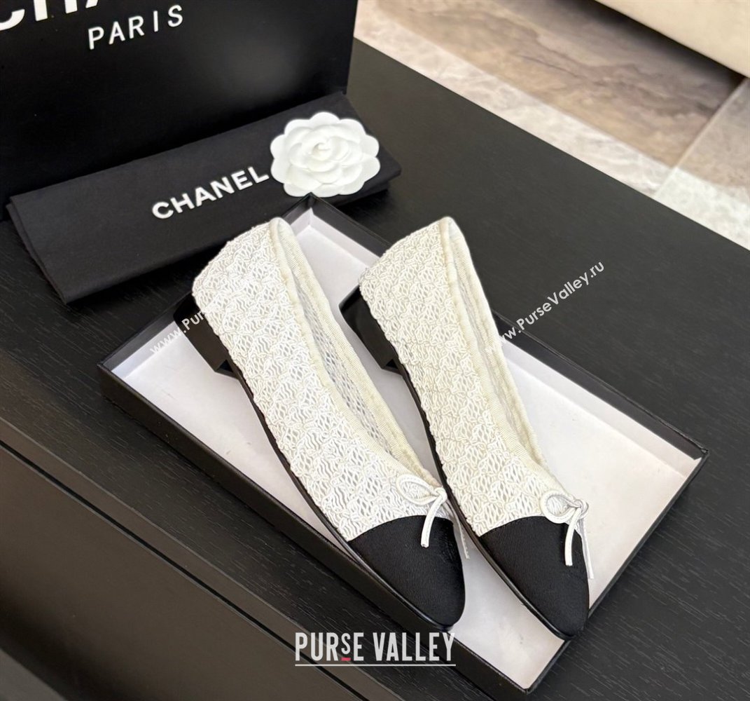 Chanel Embroidery Grosgrain Ballet Flats White 2025 CH061021 (MD-250610121)