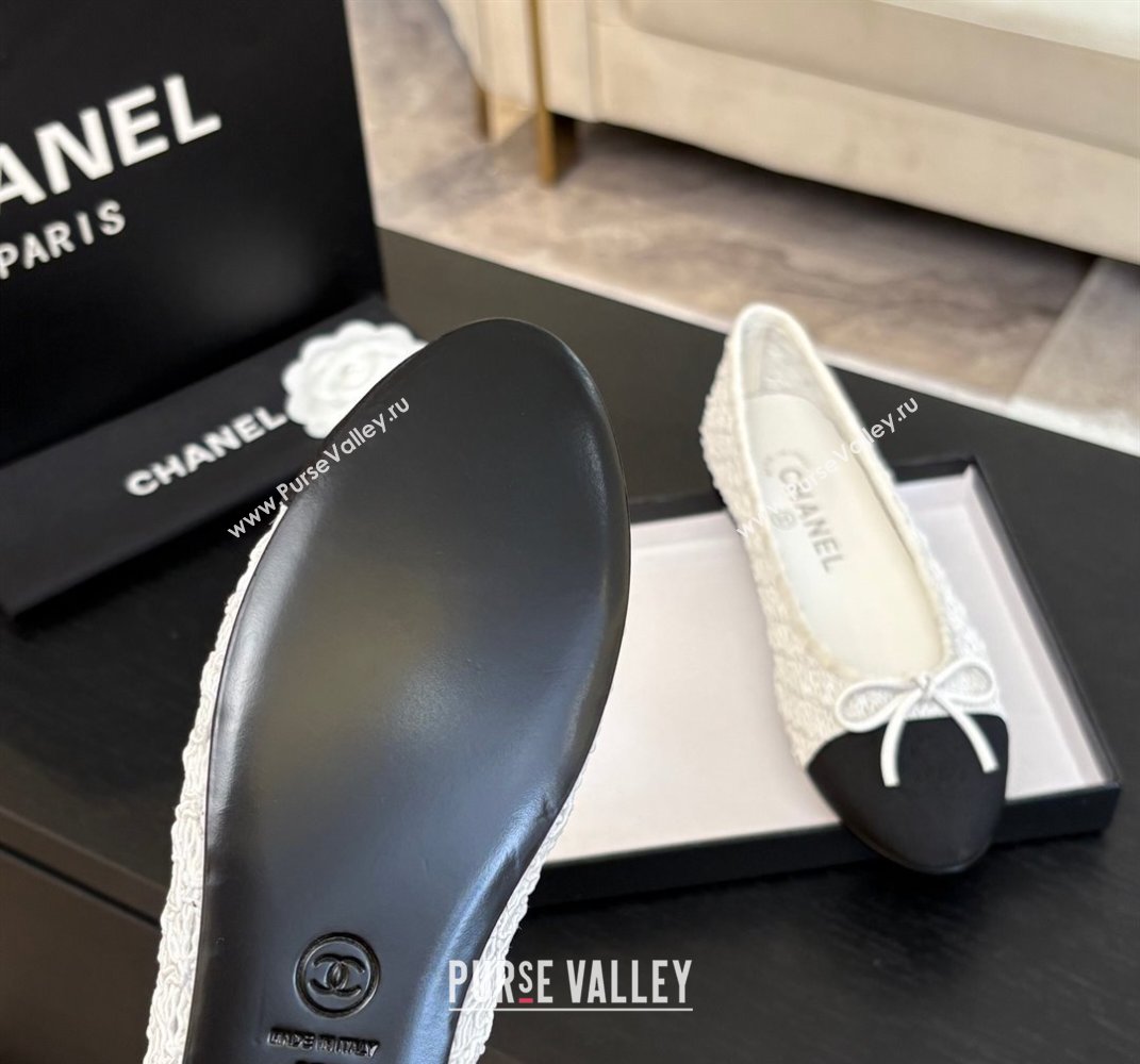 Chanel Embroidery Grosgrain Ballet Flats White 2025 CH061021 (MD-250610121)