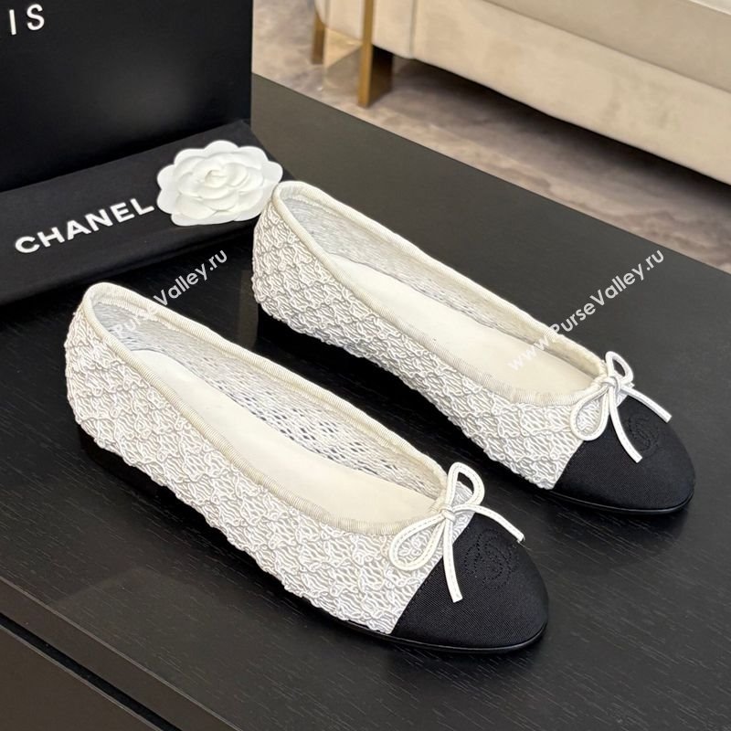 Chanel Embroidery Grosgrain Ballet Flats White 2025 CH061021 (MD-250610121)