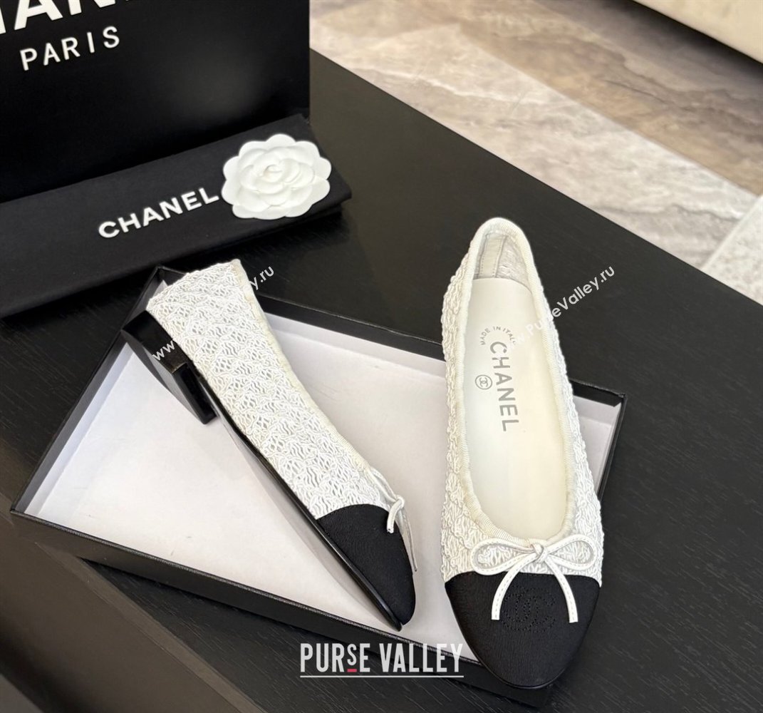 Chanel Embroidery Grosgrain Ballet Flats White 2025 CH061021 (MD-250610121)