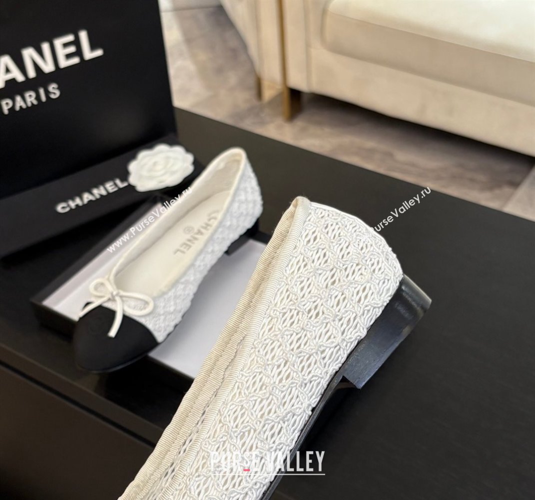 Chanel Embroidery Grosgrain Ballet Flats White 2025 CH061021 (MD-250610121)