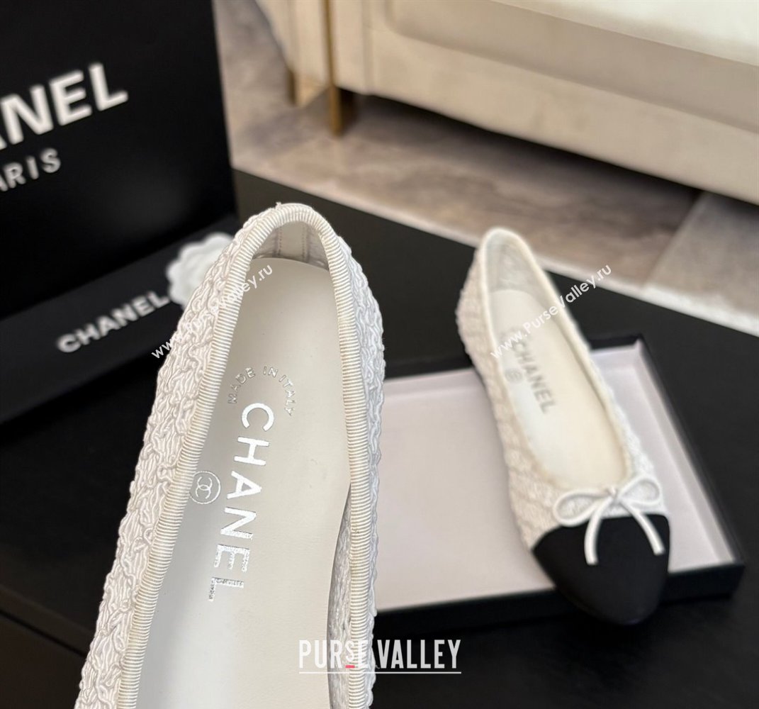Chanel Embroidery Grosgrain Ballet Flats White 2025 CH061021 (MD-250610121)