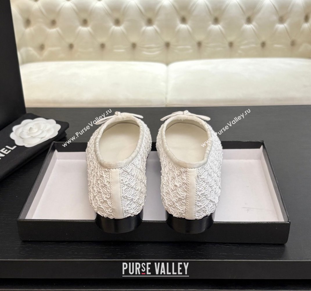 Chanel Embroidery Grosgrain Ballet Flats White 2025 CH061021 (MD-250610121)
