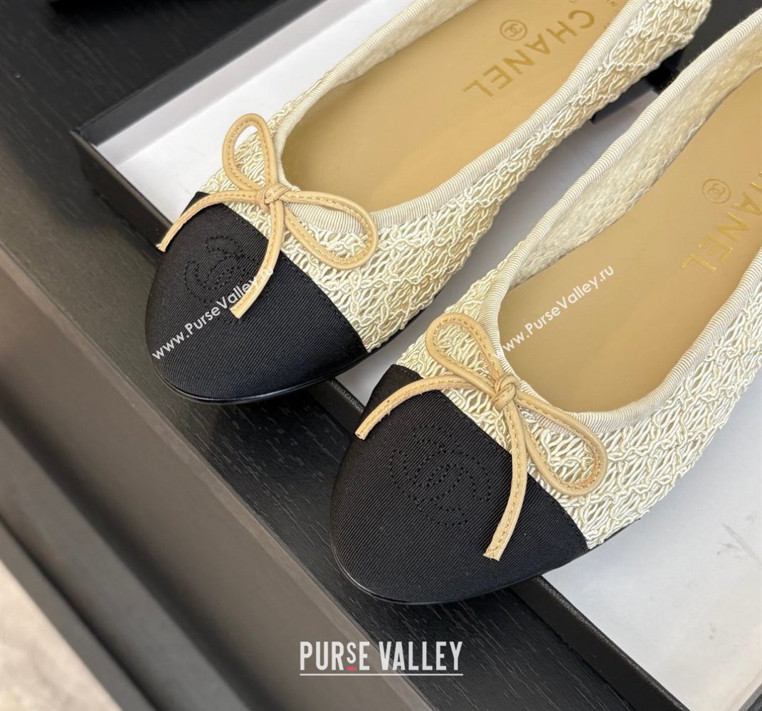 Chanel Embroidery Grosgrain Ballet Flats Beige 2025 CH061021 (MD-250610122)