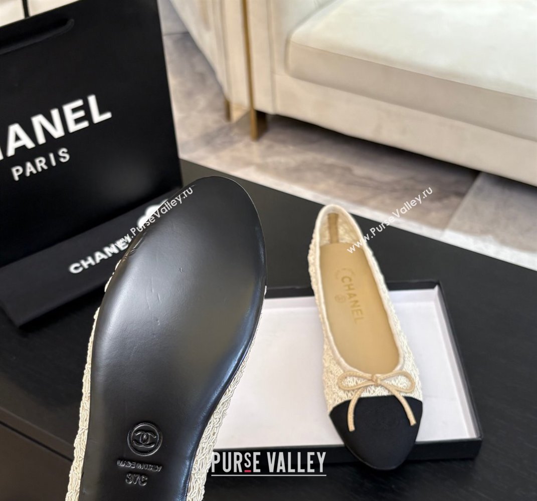Chanel Embroidery Grosgrain Ballet Flats Beige 2025 CH061021 (MD-250610122)