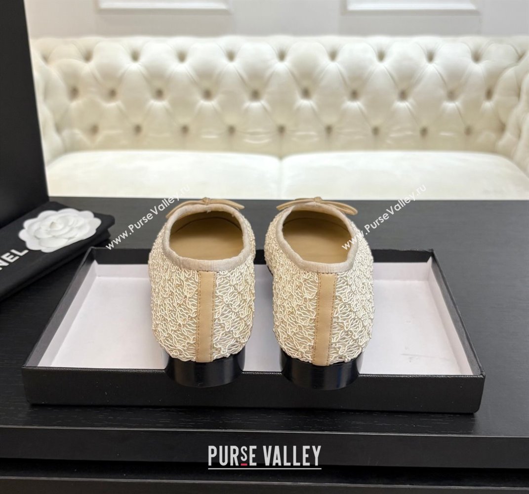 Chanel Embroidery Grosgrain Ballet Flats Beige 2025 CH061021 (MD-250610122)