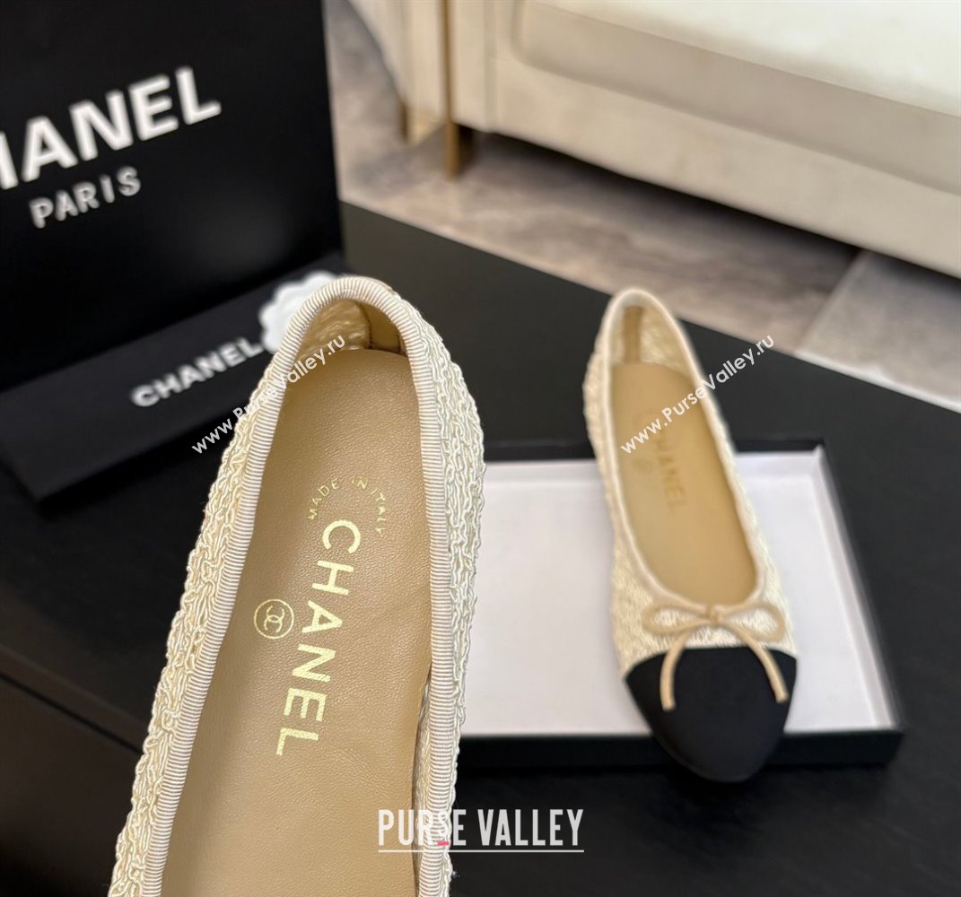 Chanel Embroidery Grosgrain Ballet Flats Beige 2025 CH061021 (MD-250610122)