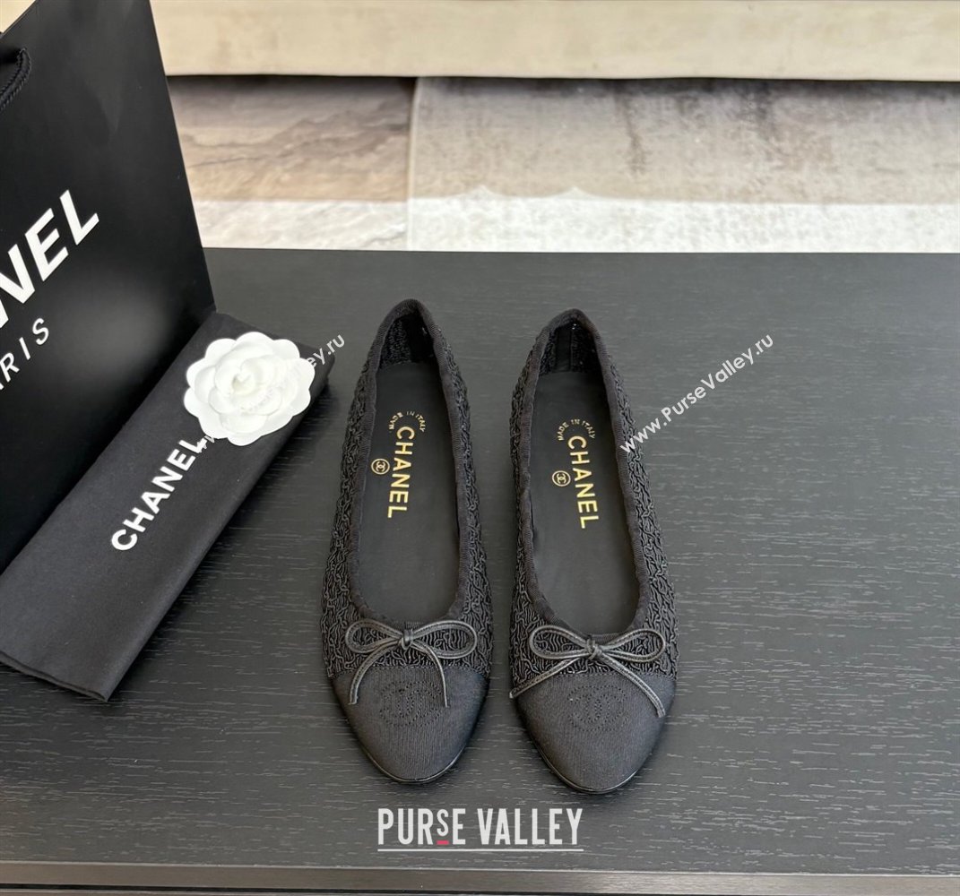 Chanel Embroidery Grosgrain Ballet Flats Black 2025 CH061021 (MD-250610123)
