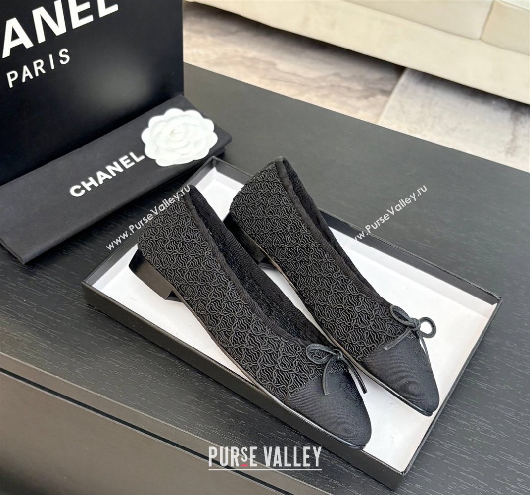 Chanel Embroidery Grosgrain Ballet Flats Black 2025 CH061021 (MD-250610123)