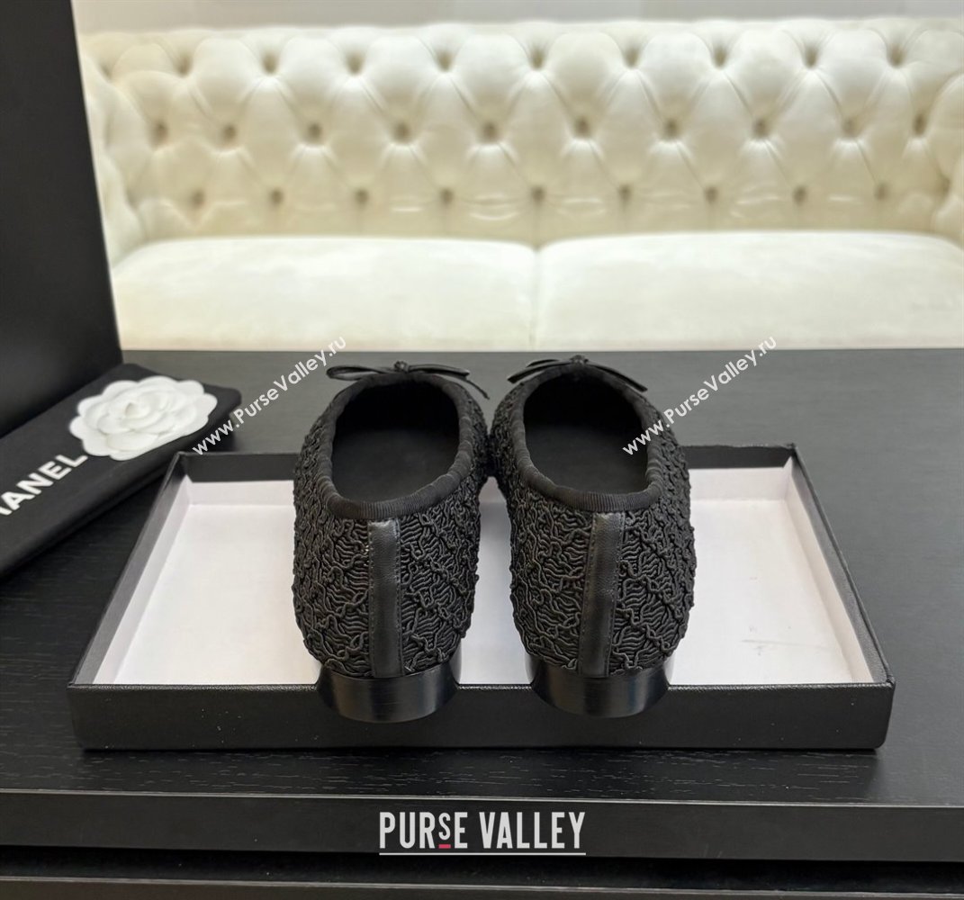 Chanel Embroidery Grosgrain Ballet Flats Black 2025 CH061021 (MD-250610123)