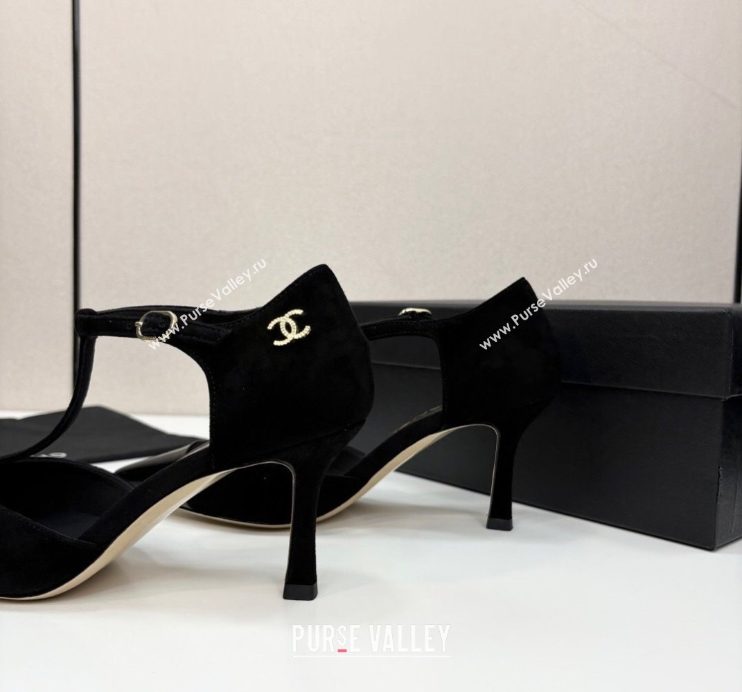 Chanel Suede Patent Leather T Pumps Black 2025 CH061018 (MD-250610104)