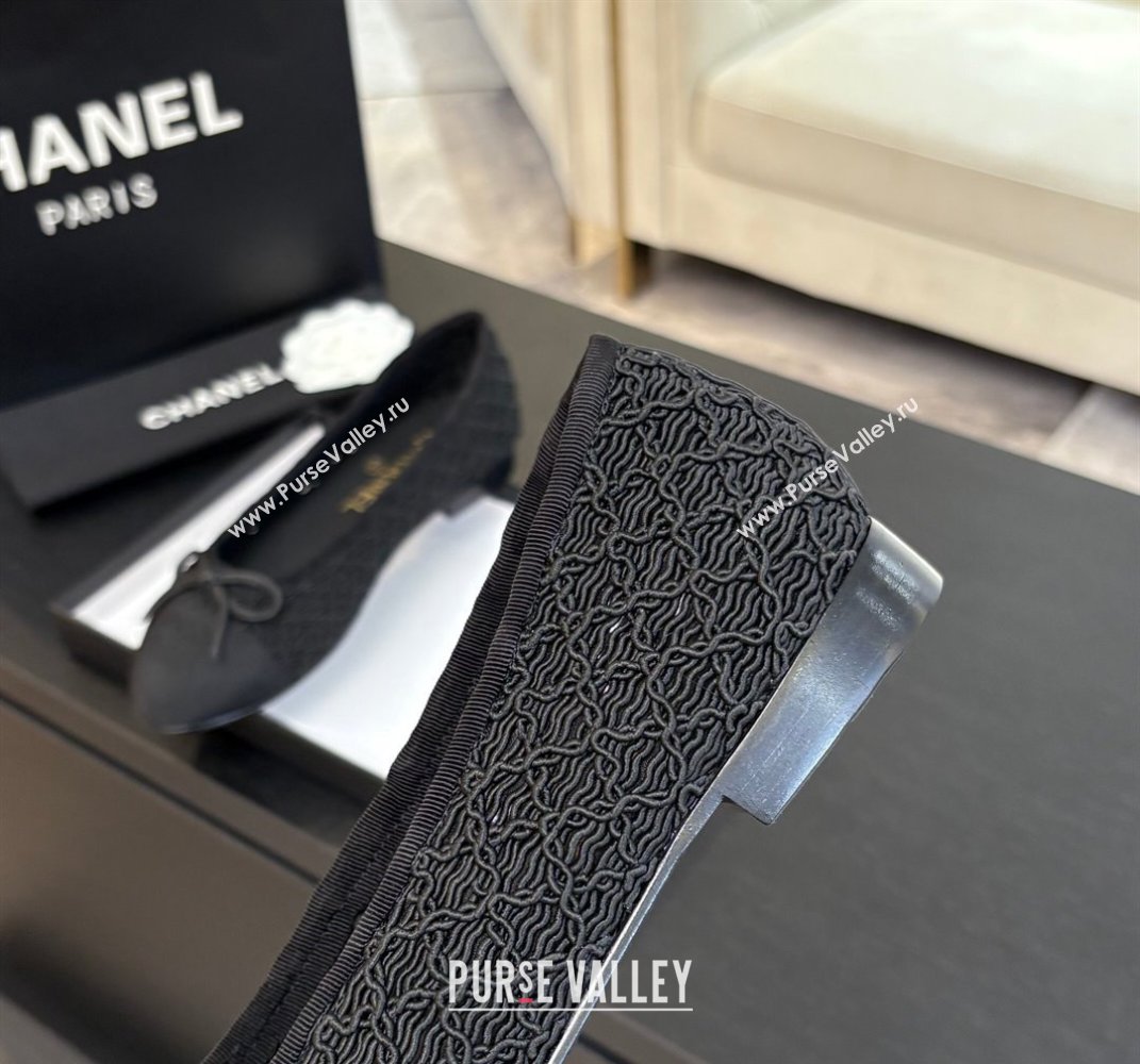 Chanel Embroidery Grosgrain Ballet Flats Black 2025 CH061021 (MD-250610123)