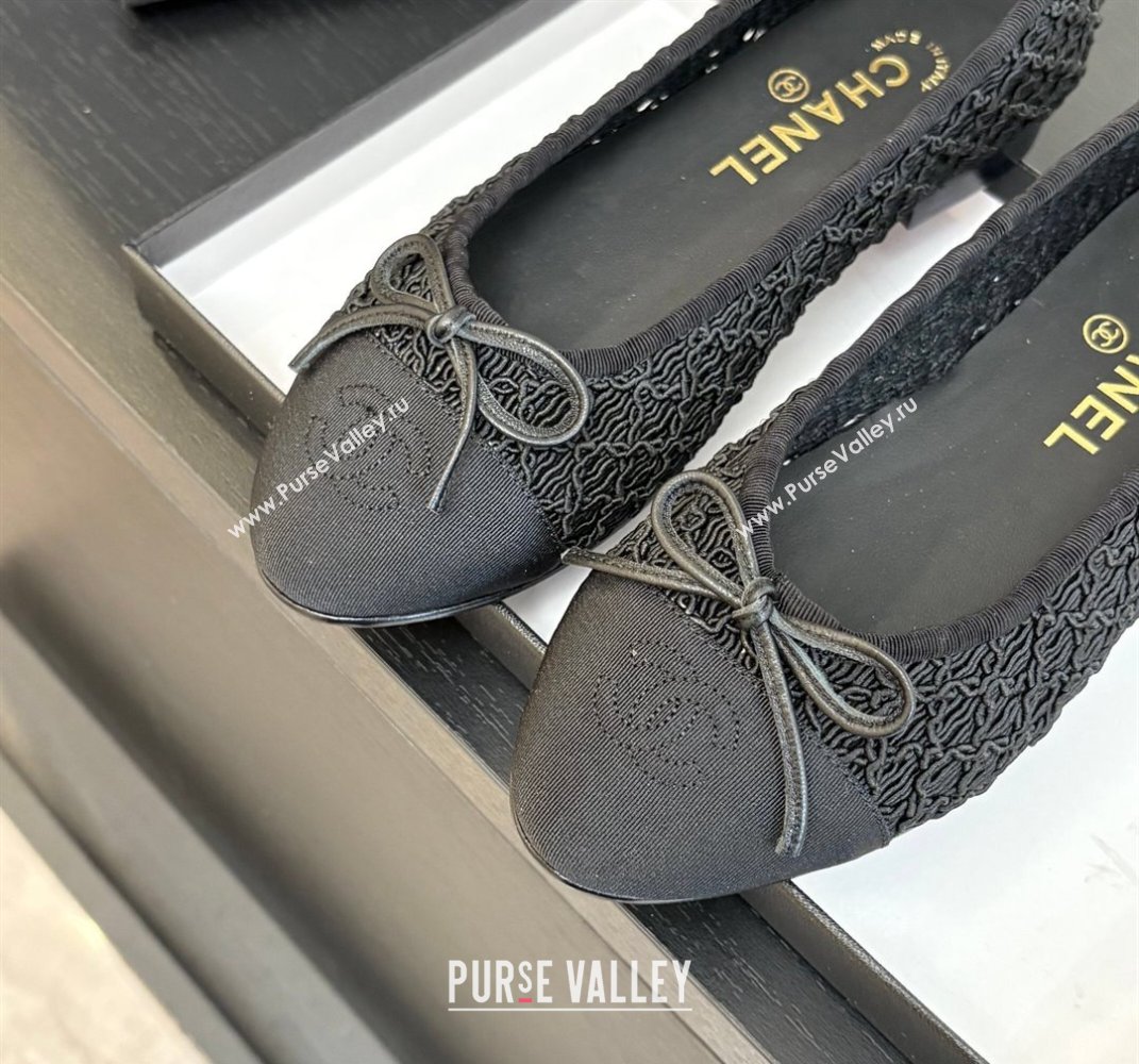 Chanel Embroidery Grosgrain Ballet Flats Black 2025 CH061021 (MD-250610123)