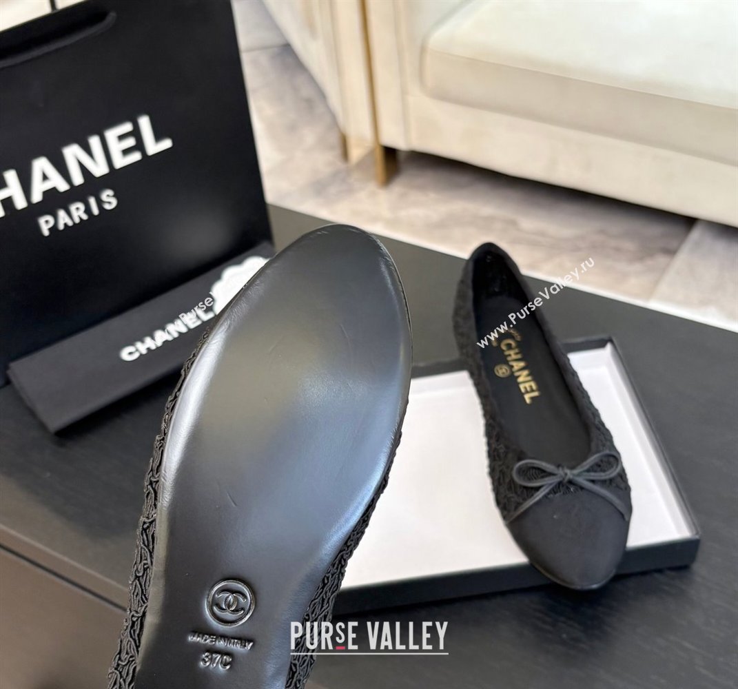 Chanel Embroidery Grosgrain Ballet Flats Black 2025 CH061021 (MD-250610123)