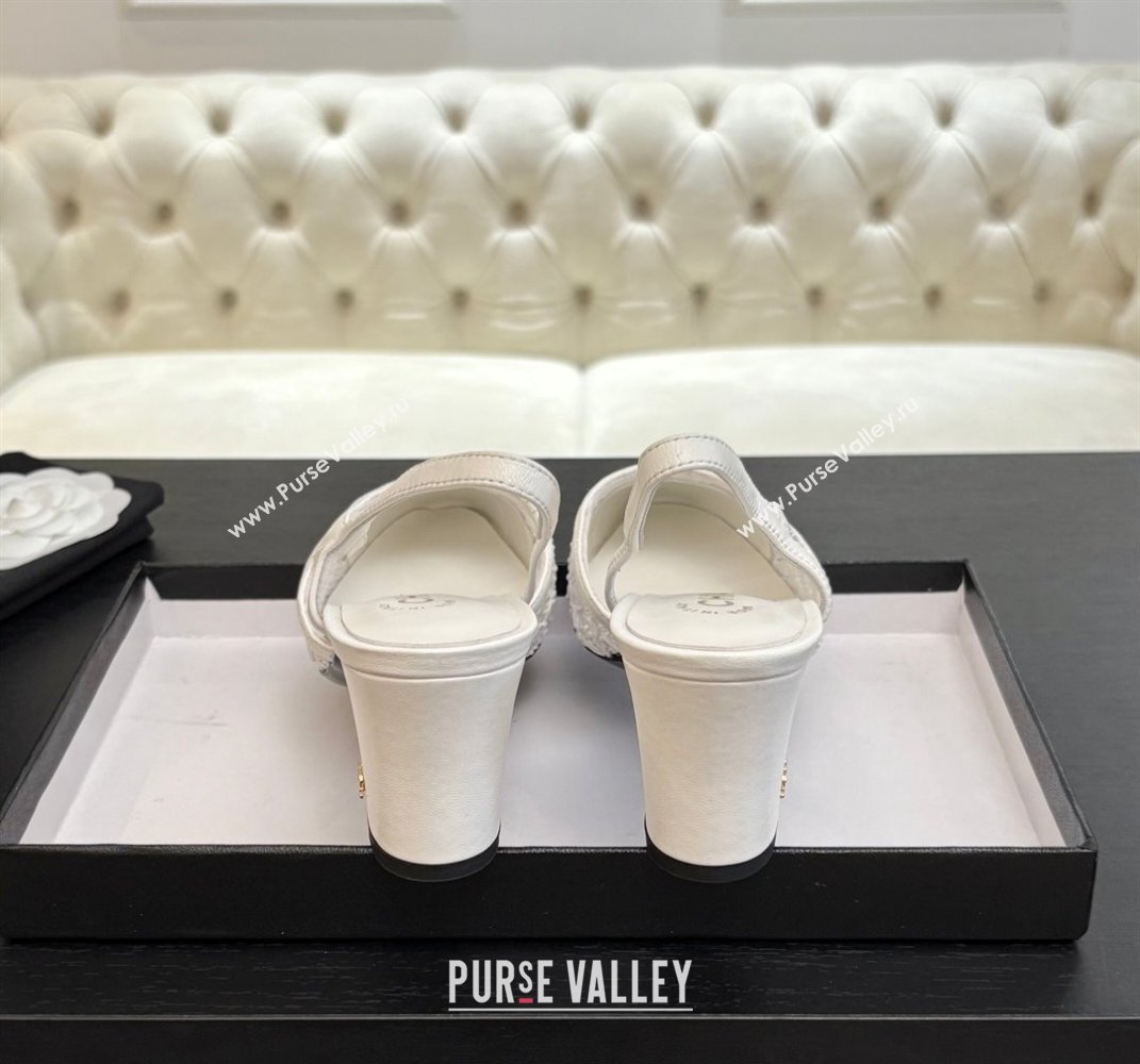 Chanel Embroidery Grosgrain Slingback Pumps 6cm White 2025 G31318 (MD-250610129)