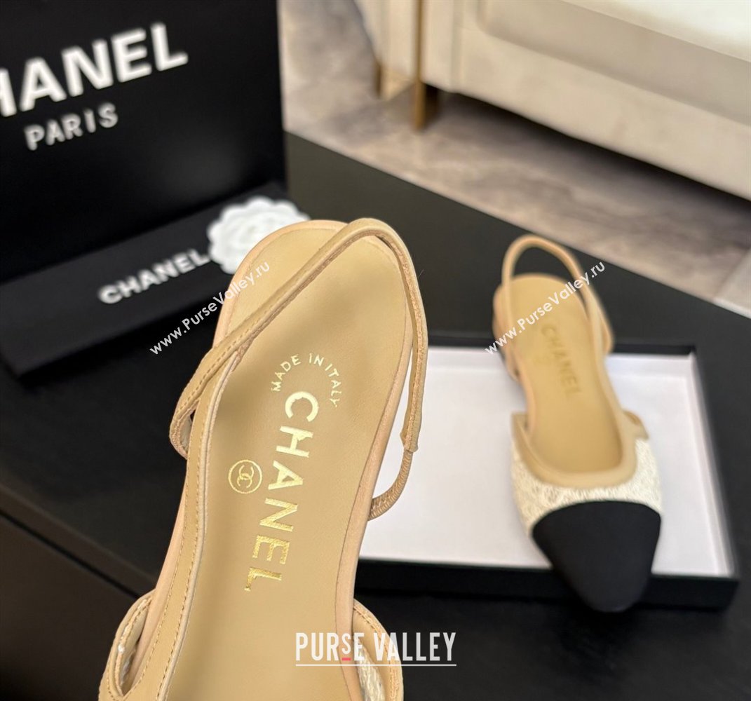 Chanel Embroidery Grosgrain Slingbacks Flat Beige 2025 G31319 (MD-250610130)