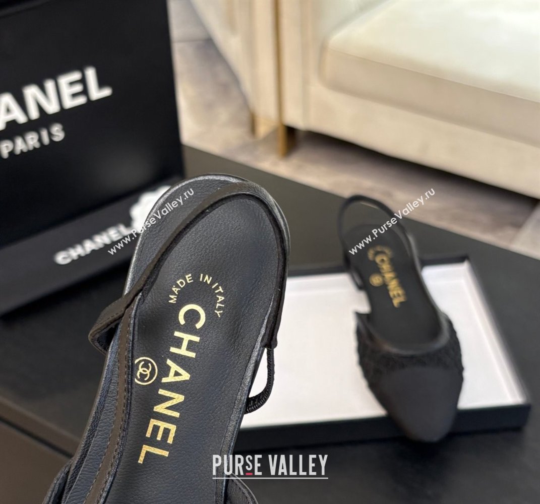 Chanel Embroidery Grosgrain Slingbacks Flat Black 2025 G31319 (MD-250610131)