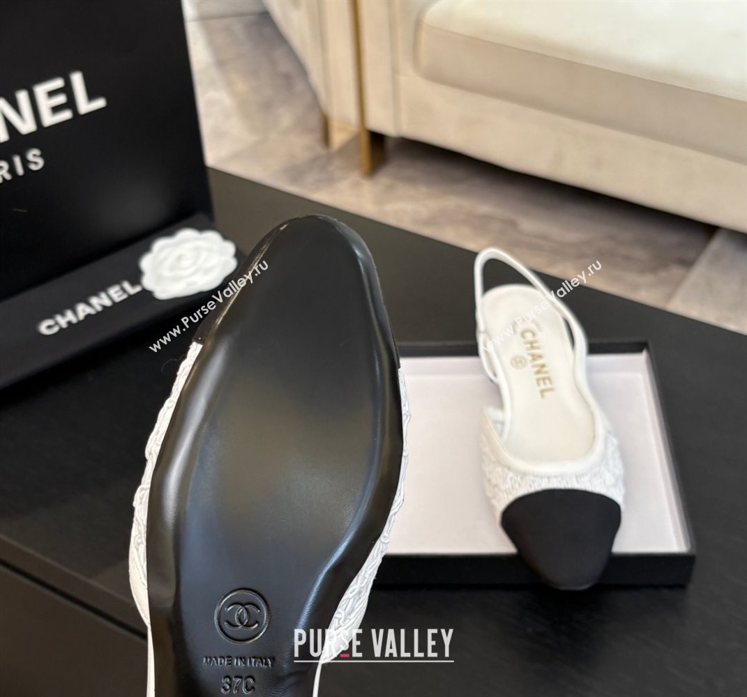 Chanel Embroidery Grosgrain Slingbacks Flat White 2025 G31319 (MD-250610132)