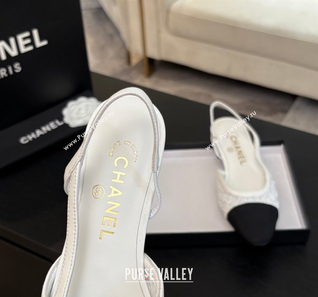 Chanel Embroidery Grosgrain Slingbacks Flat White 2025 G31319 (MD-250610132)