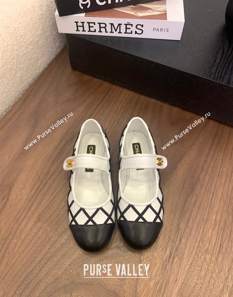 Chanel Quilted Calfskin Mary Janes Ballet Flats White 2025 CH061022 (MD-250610133)