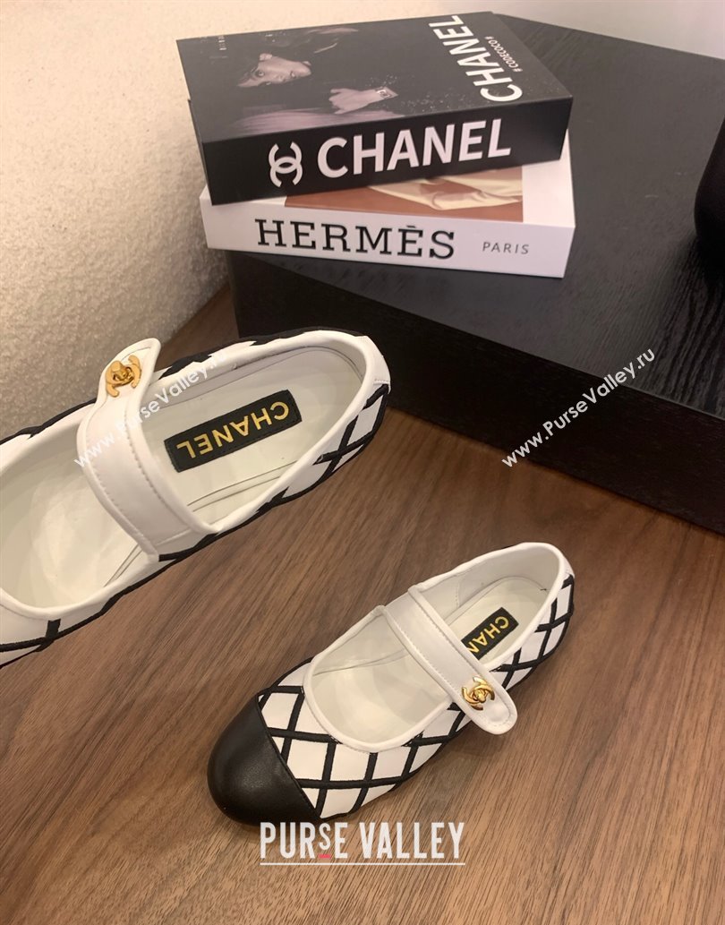 Chanel Quilted Calfskin Mary Janes Ballet Flats White 2025 CH061022 (MD-250610133)