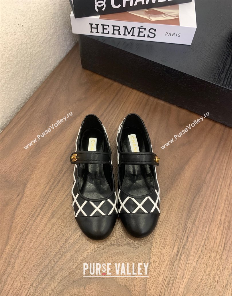 Chanel Quilted Calfskin Mary Janes Ballet Flats Black 2025 CH061022 (MD-250610134)
