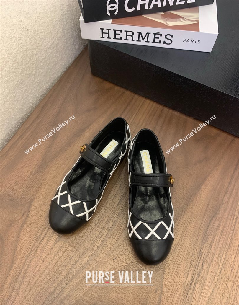 Chanel Quilted Calfskin Mary Janes Ballet Flats Black 2025 CH061022 (MD-250610134)