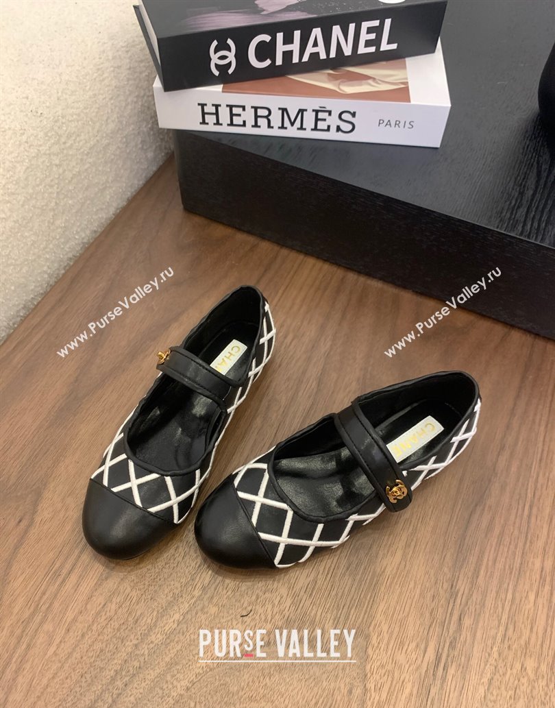 Chanel Quilted Calfskin Mary Janes Ballet Flats Black 2025 CH061022 (MD-250610134)