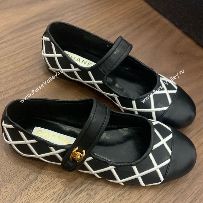 Chanel Quilted Calfskin Mary Janes Ballet Flats Black 2025 CH061022 (MD-250610134)
