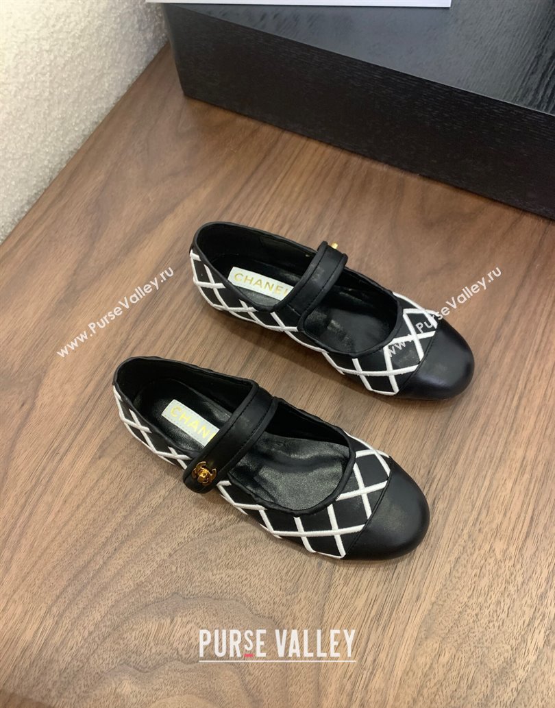 Chanel Quilted Calfskin Mary Janes Ballet Flats Black 2025 CH061022 (MD-250610134)