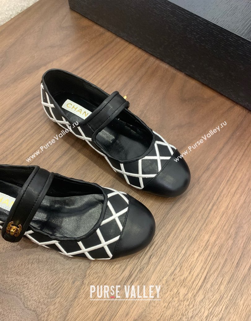 Chanel Quilted Calfskin Mary Janes Ballet Flats Black 2025 CH061022 (MD-250610134)
