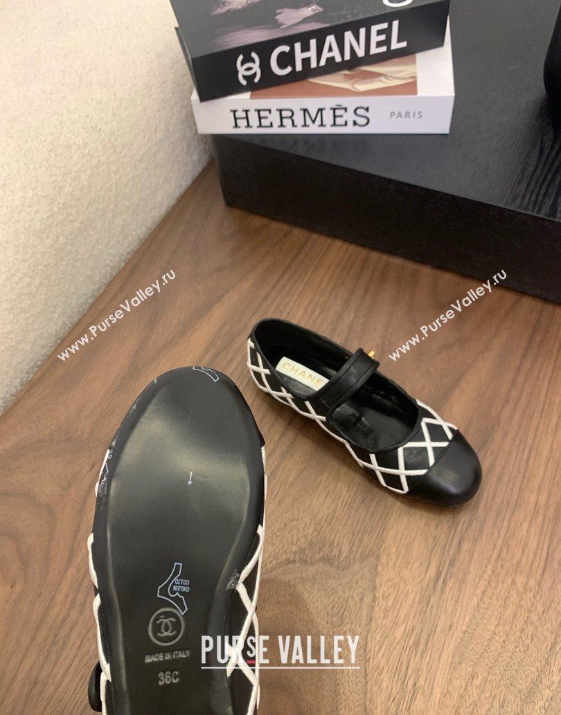Chanel Quilted Calfskin Mary Janes Ballet Flats Black 2025 CH061022 (MD-250610134)