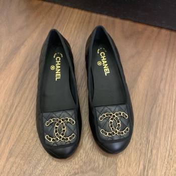 Chanel Quilted Lambskin Loafers with Chain CC Foldover Black 2025 CH061023 (MD-250610137)