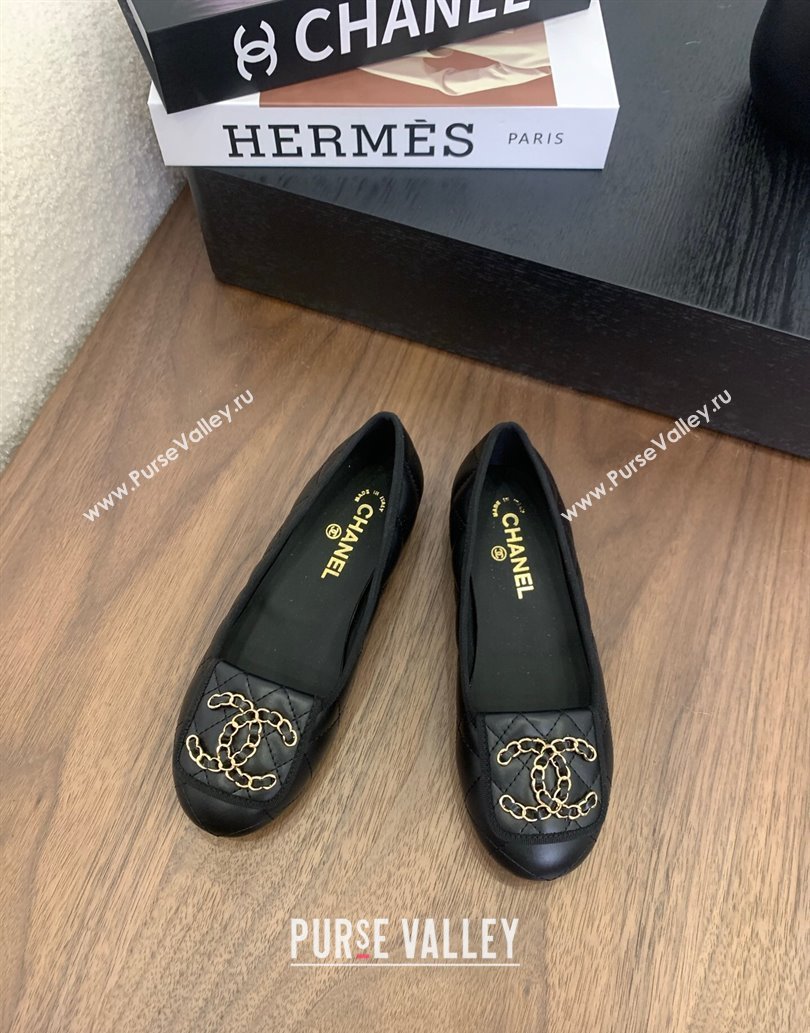 Chanel Quilted Lambskin Loafers with Chain CC Foldover Black 2025 CH061023 (MD-250610137)