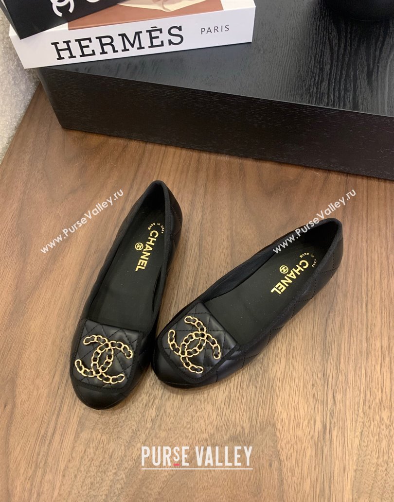 Chanel Quilted Lambskin Loafers with Chain CC Foldover Black 2025 CH061023 (MD-250610137)