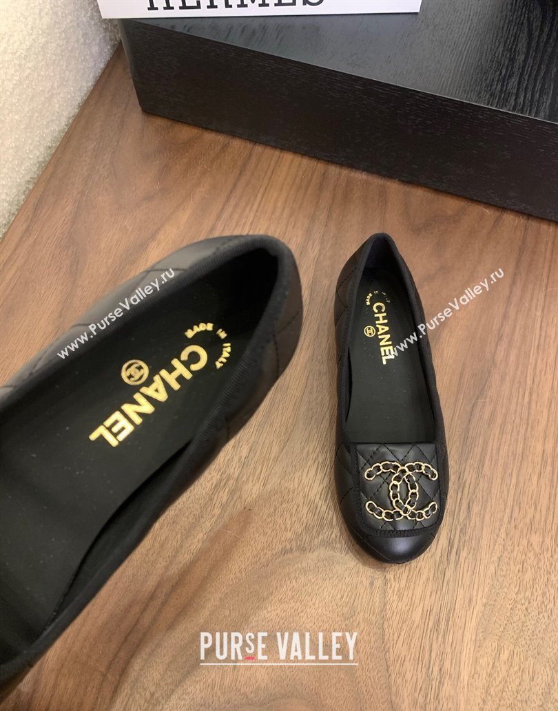 Chanel Quilted Lambskin Loafers with Chain CC Foldover Black 2025 CH061023 (MD-250610137)