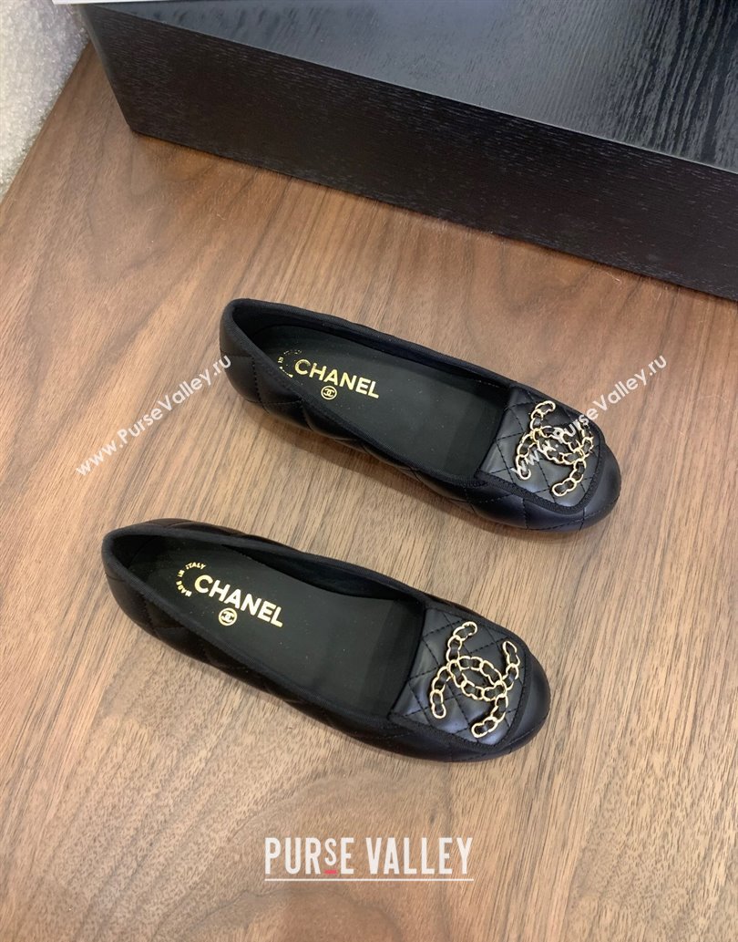 Chanel Quilted Lambskin Loafers with Chain CC Foldover Black 2025 CH061023 (MD-250610137)