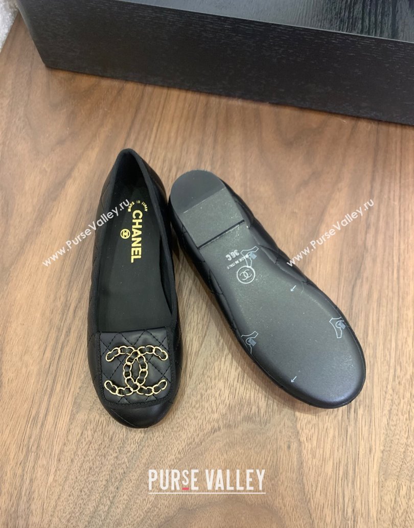 Chanel Quilted Lambskin Loafers with Chain CC Foldover Black 2025 CH061023 (MD-250610137)