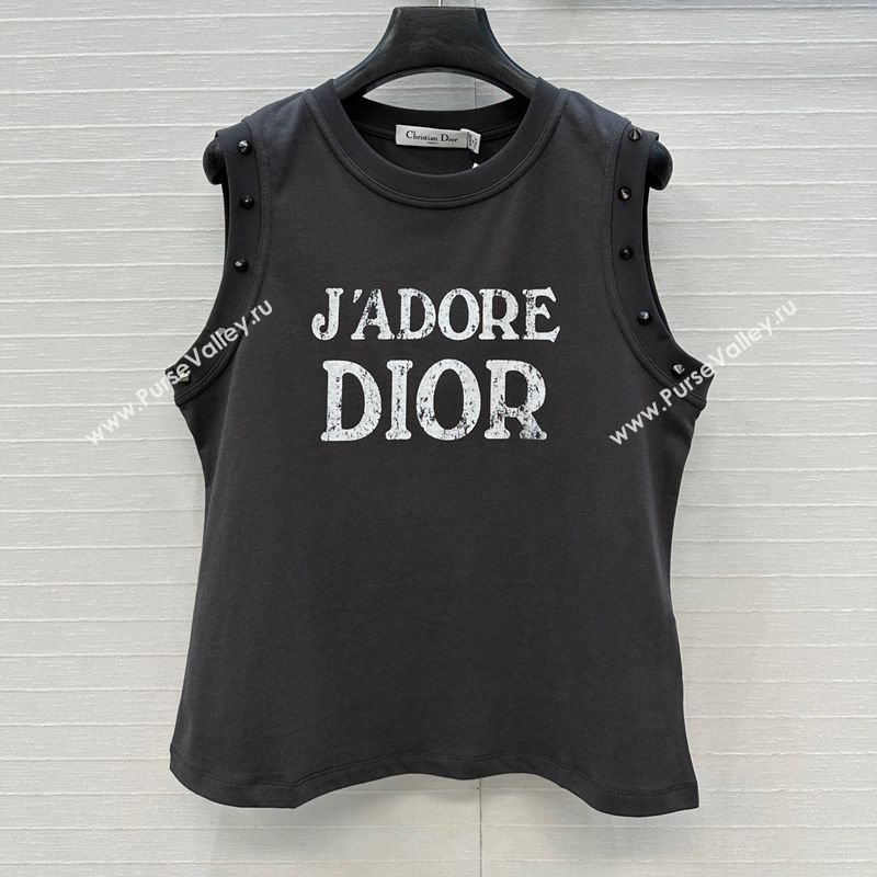 Dior Cotton Vest with Studs Grey 2025 DR061202 (QI-250612009)
