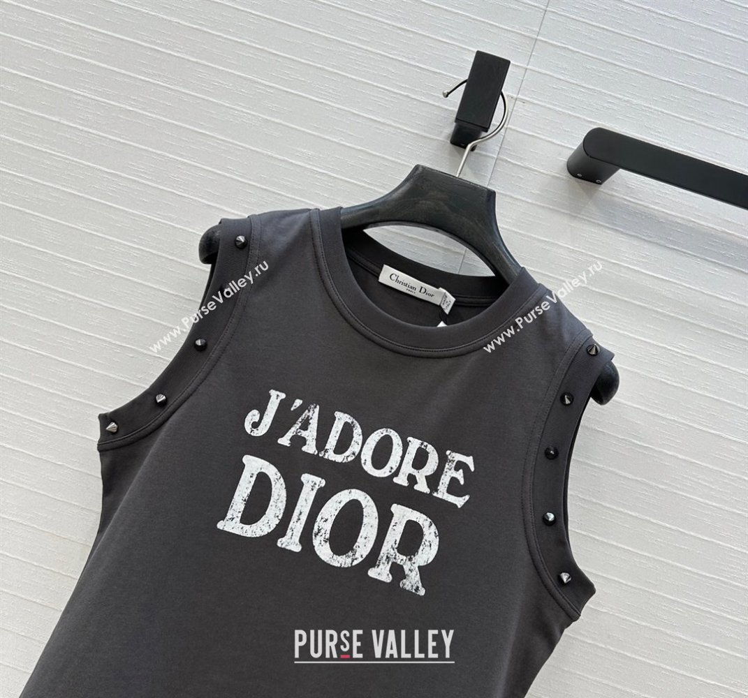 Dior Cotton Vest with Studs Grey 2025 DR061202 (QI-250612009)