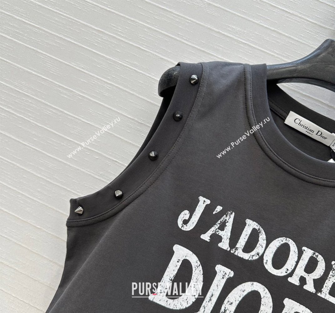 Dior Cotton Vest with Studs Grey 2025 DR061202 (QI-250612009)
