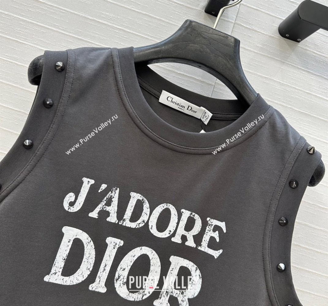 Dior Cotton Vest with Studs Grey 2025 DR061202 (QI-250612009)