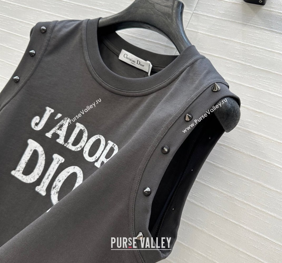 Dior Cotton Vest with Studs Grey 2025 DR061202 (QI-250612009)